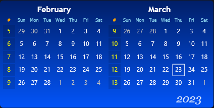 Calendar Week Numbers